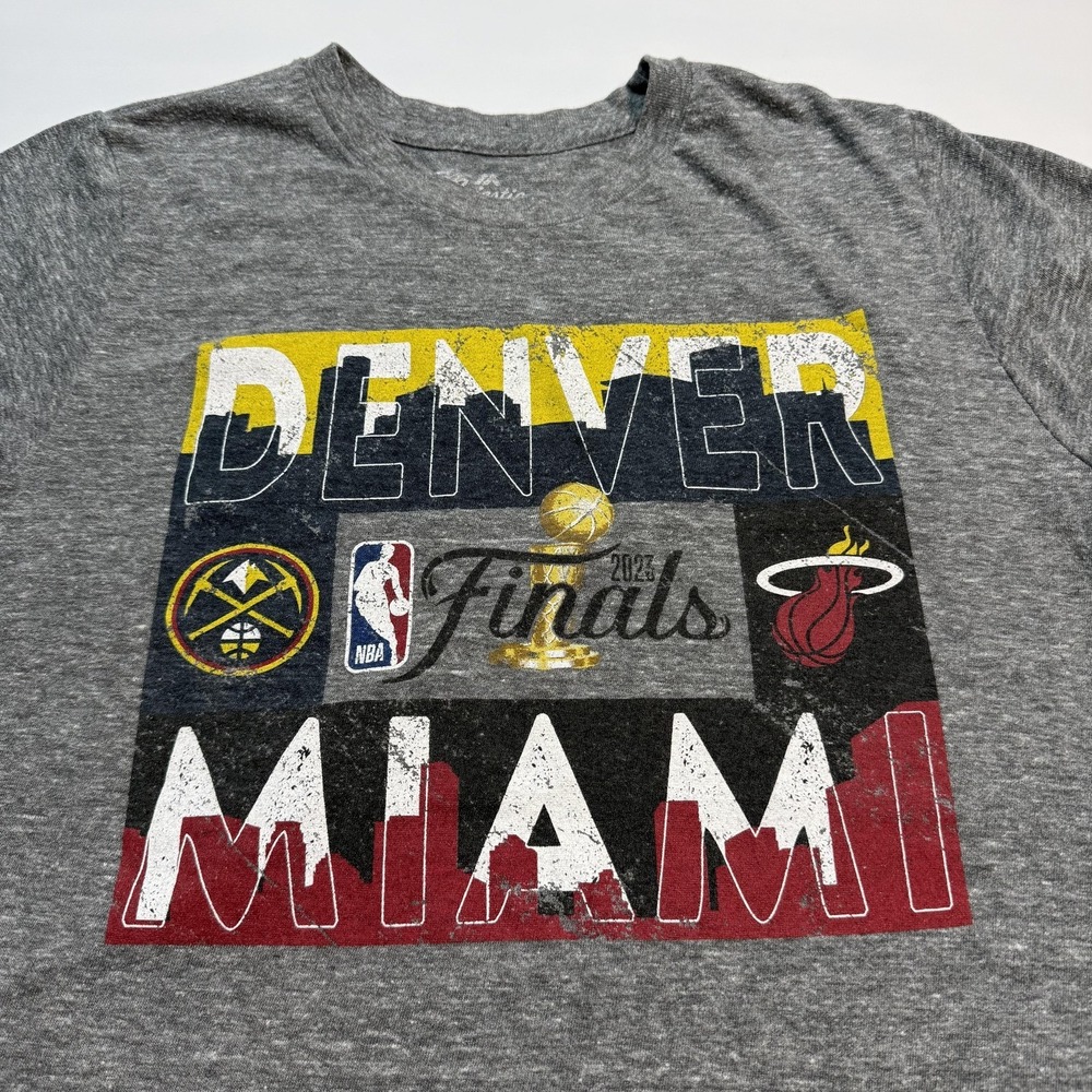 Denver Nuggets Miami Heat Shirt Mens Medium Gray 2023 NBA Finals Majestic - Picture 2 of 7